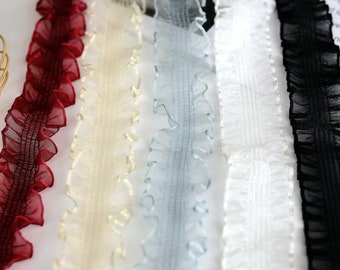 Bordo in pizzo di tulle morbido ed elastico, bordo arricciato, bordo in pizzo elasticizzato plissettato per orlo di calze, polsini, bambole, forniture per lingerie, fasce per capelli