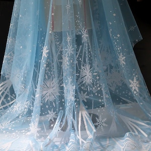 3 Colors Frozen Print snowflakes Mesh lace fabric, Fairy tale lace For Princess Gown, Birthday Prom, Cosplay, Christmas Party, By 1 yard