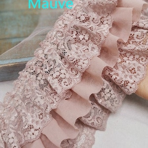 Gorgeous Folding Pleated Chiffon Lace Trim, 3 Layers Ruffled Lace Trim, Airy Ruffled trim For Lingerie, Lolita, Costume Design, by 1 Yard
