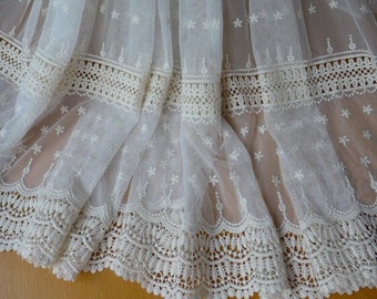 Magnifique tissu beige en dentelle guipure, tissu en tulle floral en coton brodé pour robe de mariée, douche nuptiale, jupe, fourniture de rideau, par 1 mètre