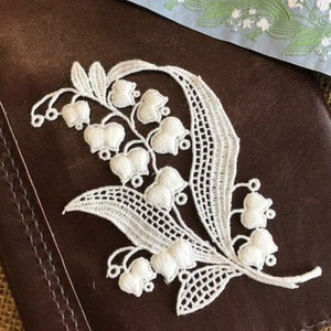 Lily of the Valley Lace Applique, Sewing patch for Bridal, Hair Flowers, Jewelry Design, Bookmark, Scrapbooking, 2 Pcs