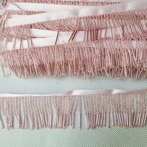 Heavily Dense Tubes Beaded Tassel Trim, Dangling Fringe Trim For DIY Crafts, Houte Couture, Lampshade Cover, By 1 Yard