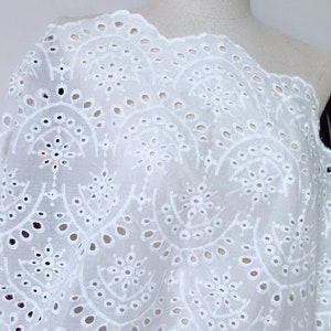 Pure Cotton Lace Fabric in Off white, Retro Eyelet cotton lace Fabric For Boho dress, Beach Dress, Summer Dress, Wedding Gown, by 1 yard