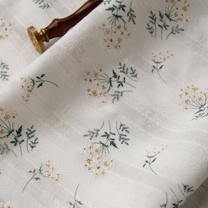 Chic Calico Daisy Flower Cotton lace fabric, Striped Pure Cotton For Boho Dress, Bridal Dress, Blouse, Tablecloth, Curtain Supply, By 1 yard