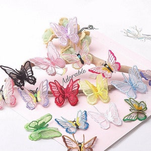 Colorful 3D Butterfly Applique, Sew On Fairy Butterfly, Organza Patch For Flower Girl Dress, Bracelet, Garment Sewing, Dress Applique
