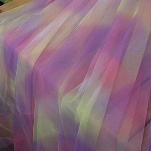 Ombre tulle fabric, Fantasy Rainbow Color tulle lace For Curtain, Veil Supply, Voile Dress Fabric, Princess dress, by 1 yard image 10