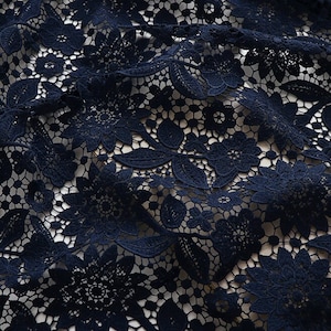Dahlia Flowers Venice Lace Fabric, Crochet Guipure Lace Fabric, Wedding Gowns Fabric, Milk Silk Fiber lace for Evening Gown, Cocktail, Party