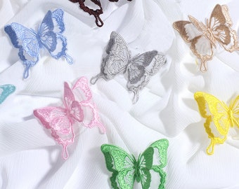 Flying Organza 3D Butterfly lace Applique, Vivid Sew On Embroidery Patch For Flower Girl Dress, Bracelet, Bridal Veil, Bridal Dress,Headband