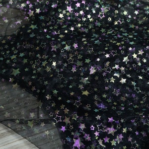Ombre print Stars Tulle lace fabric, Rainbow Cosmos Mesh, Gradient Fabric For Prom, Maternity Gown, Baby Shower, Birthday Dress, By 1 yard