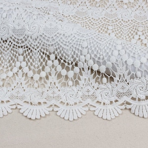 Off White Guipure Lace Fabric, Hollow Guipure Lace Fabric, Chic Bridal Lace Fabric, for Wedding Gown, Prom Dress,  47'' width