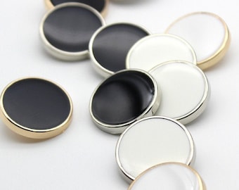 20 Pcs Round Shank Buttons, Gold Flat Buttons, Silver / Gold Edge Button For Sewing Trench Coat, Classic Blazer, Plaid Contrast Jacket