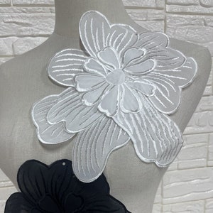 Unique Large 3D Organza Flowers Applique, Big Flowers Patch, Bridal Flowers Applique For Millinery, Dress Design, Houte Couture, 1 Piece