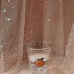 Tessuto in tulle con stelle dorate e stampa sottile, morbido tulle galassia per abiti da festa di compleanno, abiti da principessa, abiti da festival, abiti per bambini, da 1 iarda