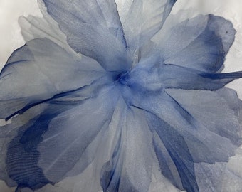 3D Organza lace Flower patch, Blue Ombre Bridal Flowers Applique For Millinery, DIY Craft, Brooch Design, Garter, Sash Belt