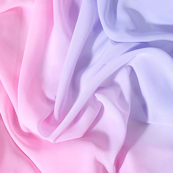 Ombre Chiffon fabric,Two Tones Soft Flowing Fabric For Prom, Silk scarf, Summer Dress, Haute Couture, Dance Dress, Costumes, By 1 yard