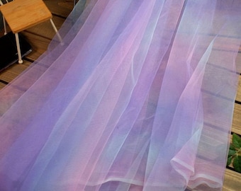 Ombre tulle fabric, Fantasy Rainbow Color tulle lace For Curtain, Veil Supply, Voile Dress Fabric, Princess dress, by 1 yard