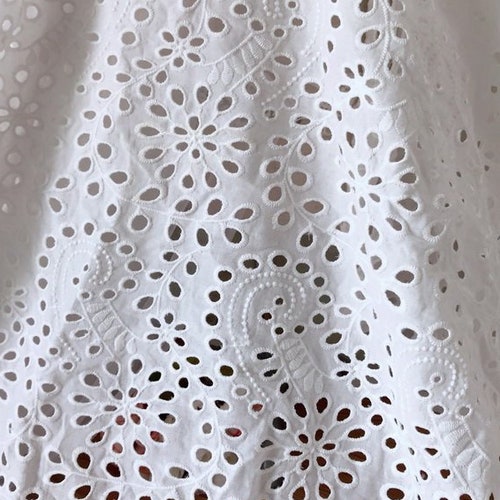 Cotton Fabric Retro Eyelet Flower Cotton Lace Fabric in off | Etsy