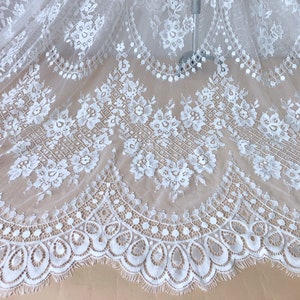 Gorgeous Chantilly lace fabric in off white for Bridal separates, wedding dresses, dressmaking, lingerie