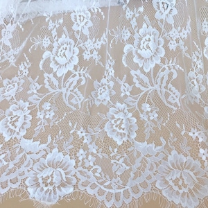 Soft Chantilly Lace Fabric, Rose Lace Wedding Bolero Dress Fabric for Lace Wedding Topper , bridesmaid gowns, Bridal Robes, Boho Dress