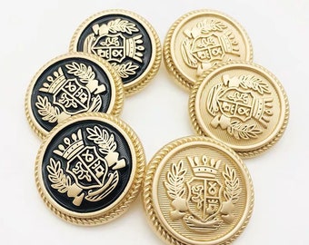 20 Pcs Gold Carved Wheat Metallic Shank Buttons, Round Buttons For Sewing Trench Coat, Navy Uniform, Tweed Jacket, Blazer, Tailcoat