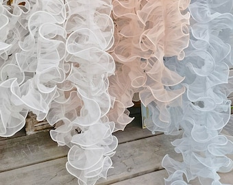 Fairy Dense Pleated Organza Lace Trim, Ruffled Lace Trim For Doll Dress, Lace Collar, Costume Design, DIY Crafts, Lolita,  By 2 yards