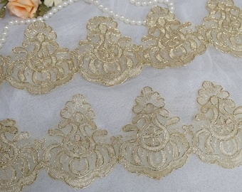 Retro-Stil Spitze Goldkordel Alencon trimmen, Stickerei Brautspitze für Schleier, fingerlose Handschuhe, Kostümkantendesign, Von 1 Hof