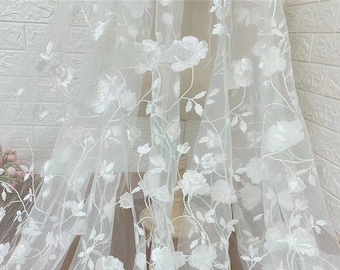 Lange Blatt-Blumen-Overlay-Stickerei Tüll-Gewebe, atemberaubende Blumen-Spitze für Brautkleid, Brautkleid, Rasenhochzeit, Frühlingskleid, durch 1 Yard