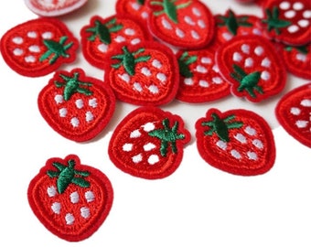 Sweet Strawberry Applique, Lovely Small Strawberry lace patch, Sew on  / Iron on Patch For Tote Bag, Baby Dress, Pants, Denim jacket Supply