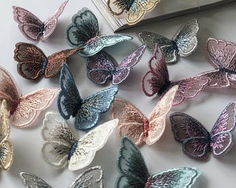 Lovely Tiny Butterfly lace Applique, Sew On Embroidery Butterfly, Organza Patch For Flower Girl, Bracelet, Garment, Toddle, Princess Dress
