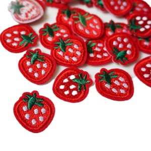 Sweet Strawberry Applique, Lovely Small Strawberry lace patch, Sew on  / Iron on Patch For Tote Bag, Baby Dress, Pants, Denim jacket Supply