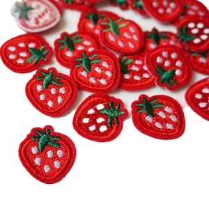 Sweet Strawberry-appliqué, mooie kleine aardbei-kanten patch, naai-/strijkpatch voor draagtas, babyjurk, broek, spijkerjasje