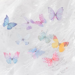 Fairy 3D Butterflies lace applique, Crystal Lace Patch, Ombre papillon Applique for Wedding Gown, Flower Girl Dress, Earring, Necklace