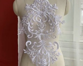 White Applique/ White Lace Applique/ Retro Style/ Back Applique/Sell by 1 Piece