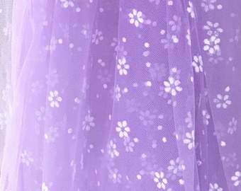 Soft Tulle Cherry Flowers Lace Fabric, Flocked Polka Dots lace fabric For Wedding Dress, Flower Girl dress, Bridal Veil, Gloves, by 1 yard