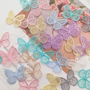 Fairy Embroidery Butterfly Applique, Sew on Tulle Butterfly Lace Patch For Flower Girl Dress, Bracelet, Garment, Bridal Dress, Headband