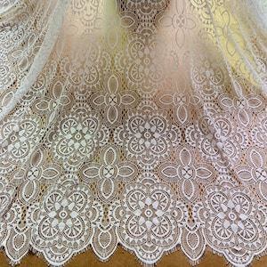 Gorgeous Chantilly Fabric, Flower Pattern Eyelash Fabric, Bridal Lace,  Wedding Dress Lace Fabric, Prom Dress Fabric