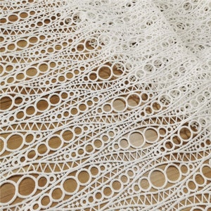 Venice Guipure Lace Fabric in Off white, Unique Hollow out Crochet fabric for Bridal Dress, Houte Couture, By 1 yard