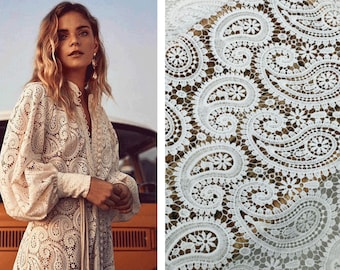 Retro Paisley Pattern Fabric Hollow Out Milk Silk Lace off - Etsy