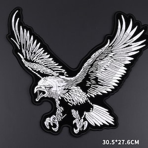 Huge Golden Eagle Patch, Large Hunting Hawk patch, Iron on / Sew on Embroidery Hawk Applique for Jacket, Jeans, Backpack, 1 Pcs