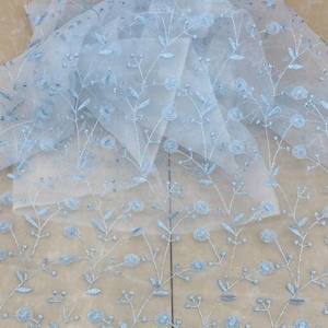 Appliques de fleurs brodées féeriques légères, superposition de tissu en dentelle de tulle pour robe de jardin, robe de printemps, demoiselle d'honneur, de 1 mètre