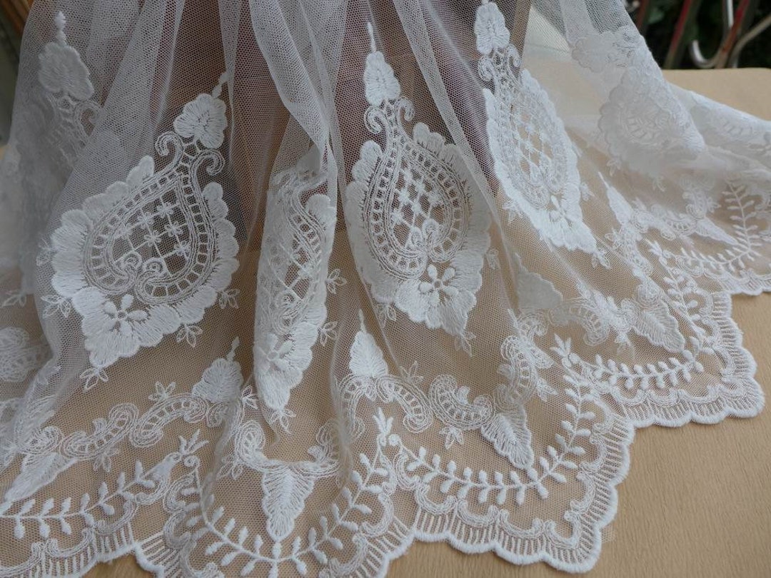 Vintage Cotton Embroidery Tulle Lace Trim Retro Pattern - Etsy