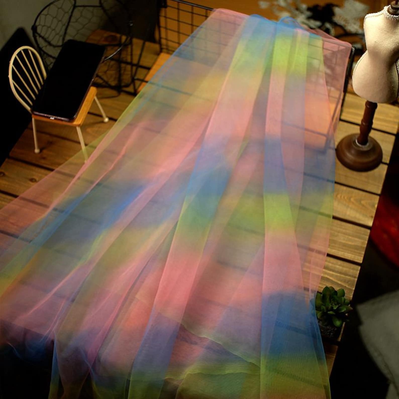 Ombre Tulle Fabric Fantasy Rainbow Color Tulle Lace for | Etsy