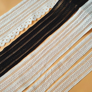 Wide cotton trim, Splice Hollow Polka dots Embroidery Scallop cotton trim, Insertion trim, bridal trim, DIY sewing lace, 1 Yard