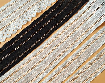 Wide cotton trim, Splice Hollow Polka dots Embroidery Scallop cotton trim, Insertion trim, bridal trim, DIY sewing lace, 1 Yard