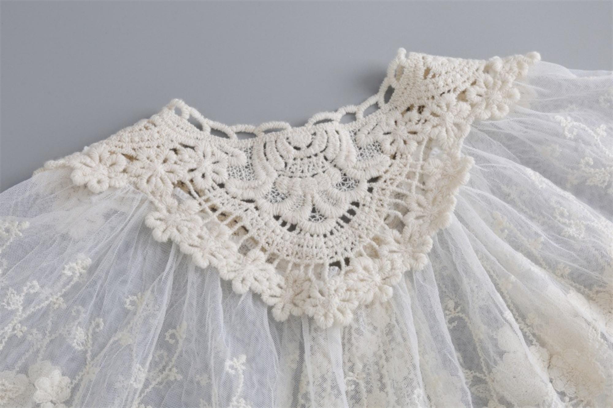 Embroidery Venice Lace Collar Trim , Mesh Floral Necklace, Scallop