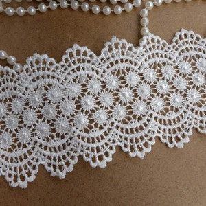 2 yards Off White Venice Lace Double border Scalloped Trim 3" wide Sewing Craft Applique Lace, by 2 Yards