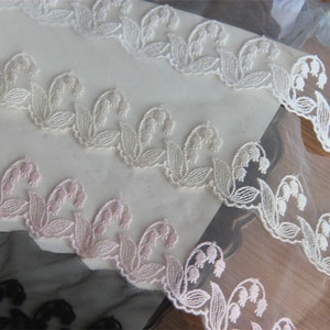 Lily of the Valley Lace trim, embroidery sewing flower trim for Bridal, Hair Flowers, Jewelry Design, doll dress, 2 yards