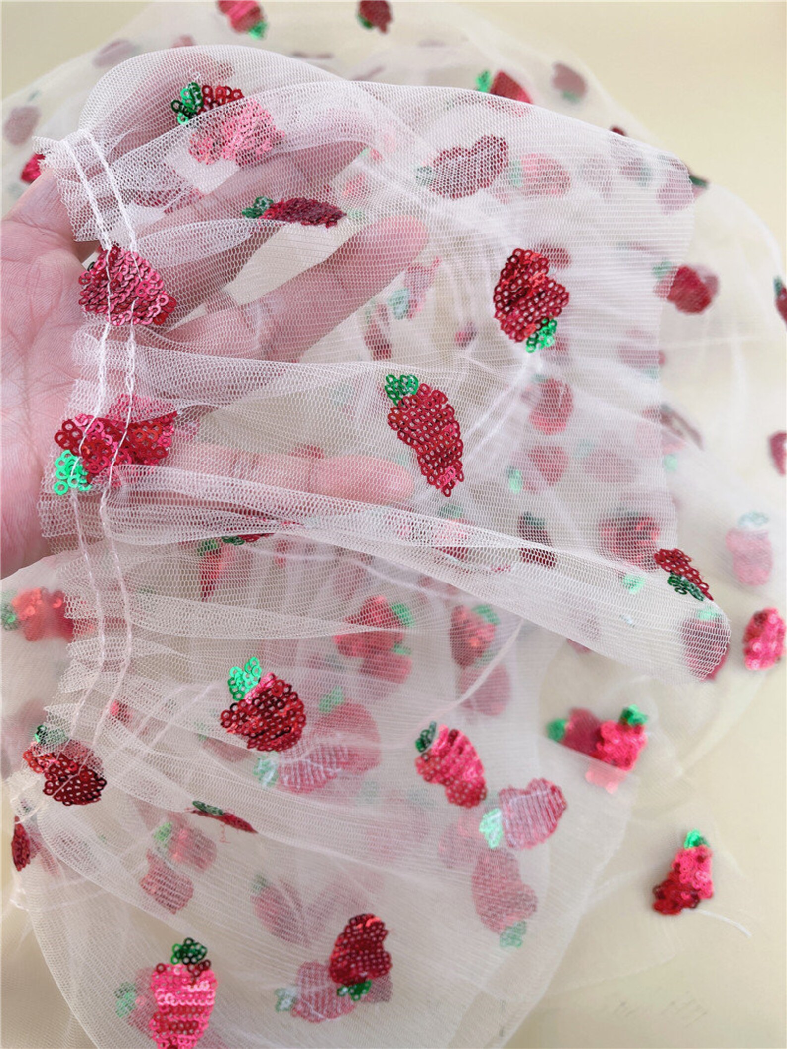 strawberry sequin tulle