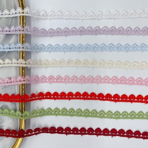 Small Hearts Bridal Veil Lace Trim, Tiny Love Heart lace trim, Sew on trim for Baby, Doll Costume, DIY, Wedding basket design, 14 yards