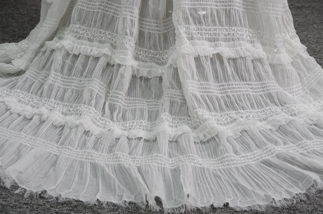 Garniture Dentelle Plissée à Volants BENECREAT 5.5M - Ruban Tulle Blanc 15cm Largeur Pour Couture & Décoration
